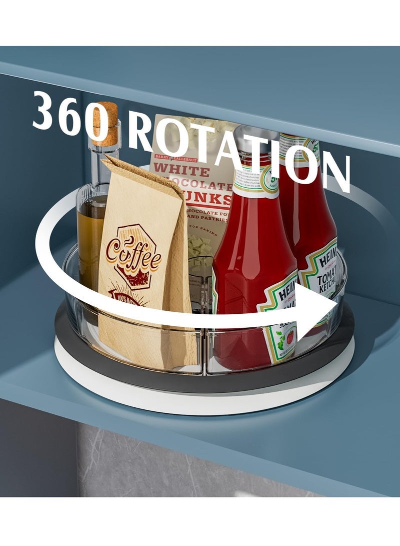 كابتن تيك Lazy Susan Organizer, 11 Inch Rotatable Lazy Susan Turntable with 3 Bins for Cabinet, 3 BPA-Free Removable Clear Bins Lazy Susan for Table Top, Non-Slip Spice Rack for Dining Table (Clear) - Image 3