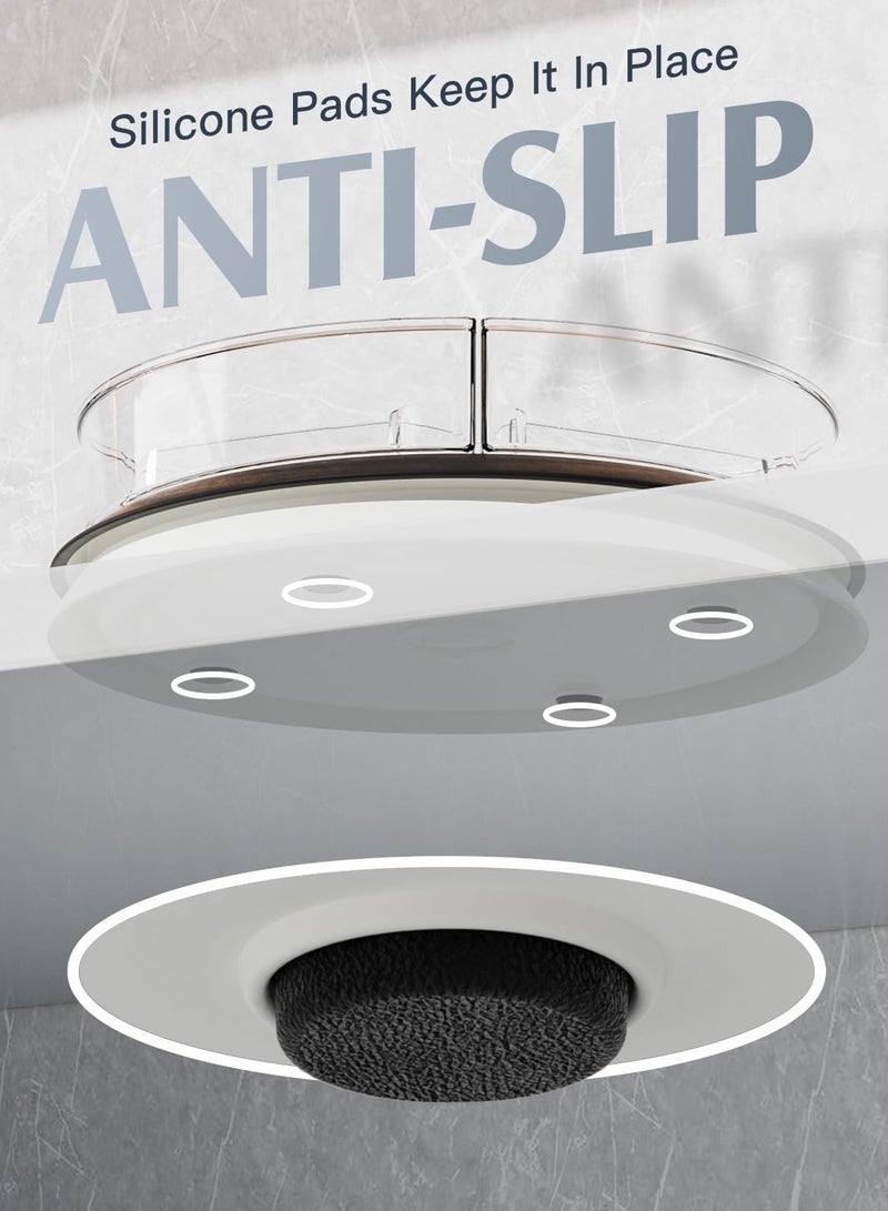 كابتن تيك Lazy Susan Organizer, 11 Inch Rotatable Lazy Susan Turntable with 3 Bins for Cabinet, 3 BPA-Free Removable Clear Bins Lazy Susan for Table Top, Non-Slip Spice Rack for Dining Table (Clear) - Image 4