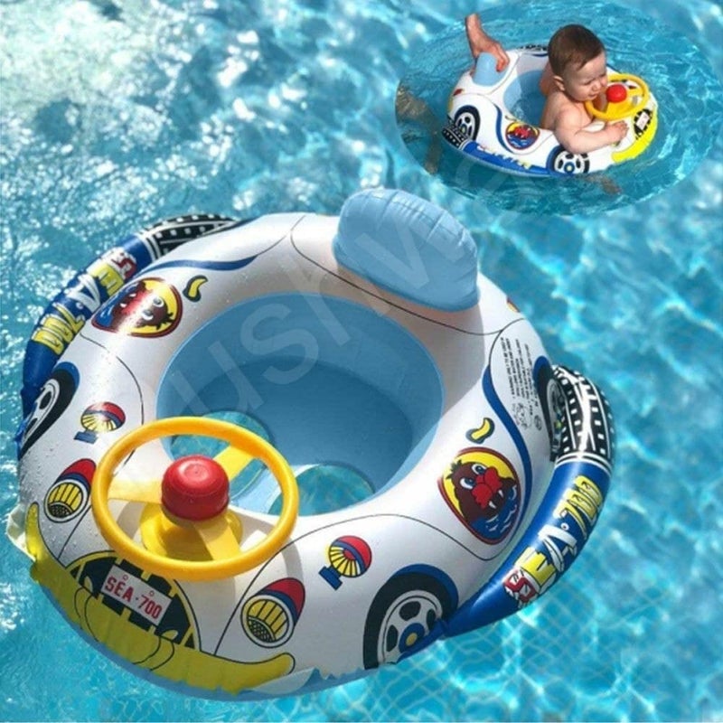 Rushwak Swimming Tube for Kids with Manual Pump Baby Swimmin Tubes Safe Inflatable Swim Floats for Kids Swiming Accessories for Kid Pool Swimming Ring Baby Float (Car) - Image 2