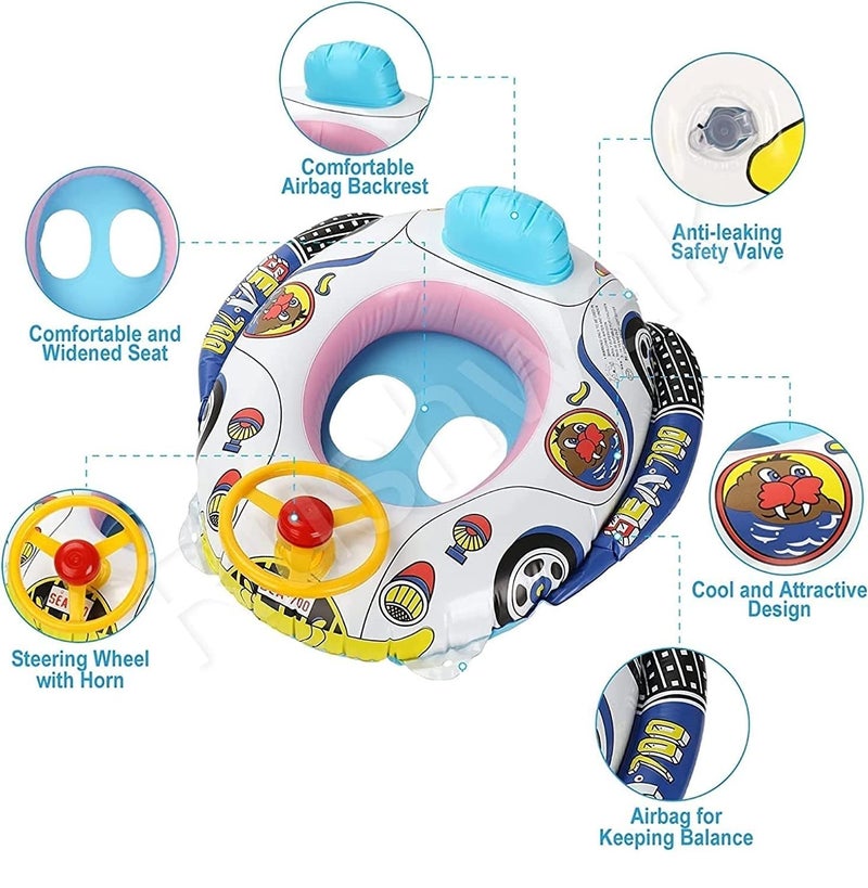 Rushwak Swimming Tube for Kids with Manual Pump Baby Swimmin Tubes Safe Inflatable Swim Floats for Kids Swiming Accessories for Kid Pool Swimming Ring Baby Float (Car) - Image 4