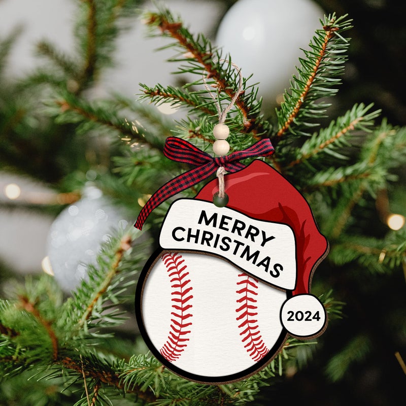 HUNIGIFT Baseball Christmas Ornament - Baseball Gifts - Baseball Gifts for Boys  Kids - Baseball Team Gifts  Player Gifts - Boys Baseball Ornament  Baseball Player Ornament - Wood Christmas Ornaments 2024 - Image 5