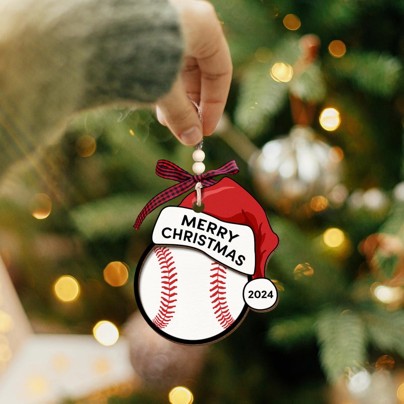 HUNIGIFT Baseball Christmas Ornament - Baseball Gifts - Baseball Gifts for Boys  Kids - Baseball Team Gifts  Player Gifts - Boys Baseball Ornament  Baseball Player Ornament - Wood Christmas Ornaments 2024 - Image 4