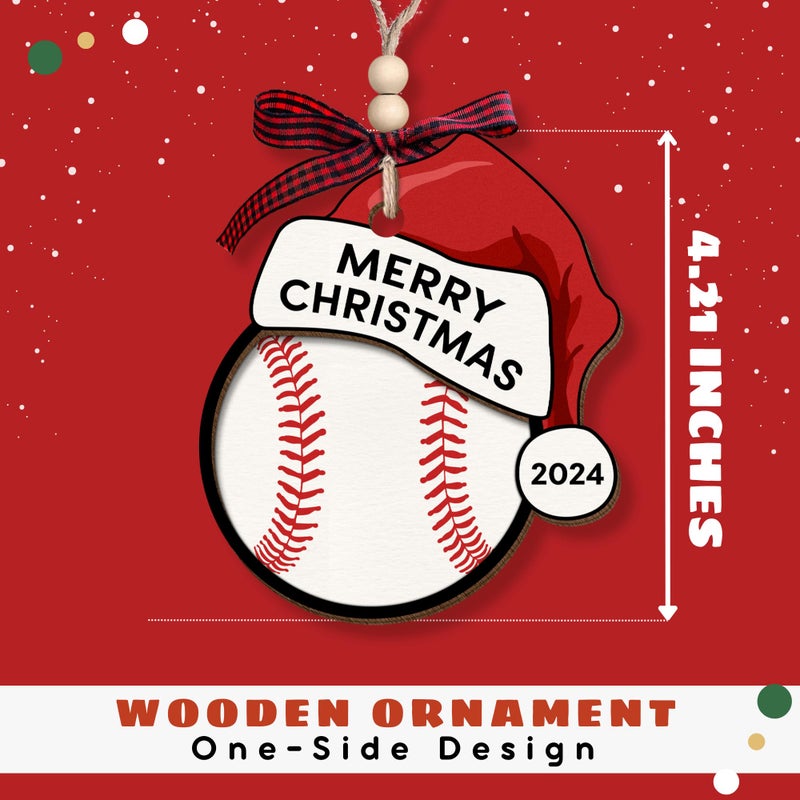 HUNIGIFT Baseball Christmas Ornament - Baseball Gifts - Baseball Gifts for Boys  Kids - Baseball Team Gifts  Player Gifts - Boys Baseball Ornament  Baseball Player Ornament - Wood Christmas Ornaments 2024 - Image 2