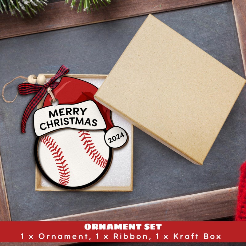 HUNIGIFT Baseball Christmas Ornament - Baseball Gifts - Baseball Gifts for Boys  Kids - Baseball Team Gifts  Player Gifts - Boys Baseball Ornament  Baseball Player Ornament - Wood Christmas Ornaments 2024 - Image 3