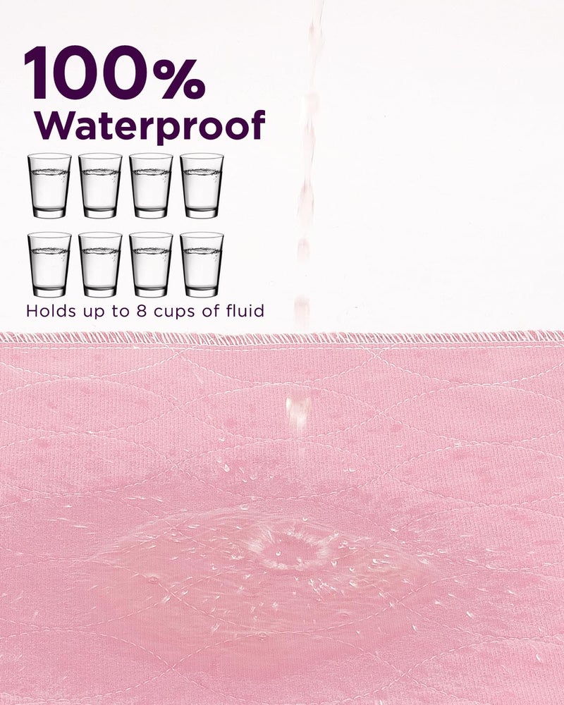 Brosive Washable Bed Pads 34" x 36" - 4 Pack, Pink, Waterproof Bed Pads for Incontinence, Bed Wetting Pads for Bed, Sofa, Floor, Resuable Underpads for Adults, Seniors, Pet - Image 3