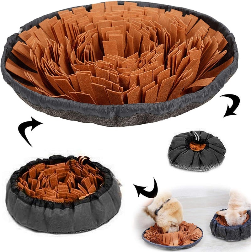 AWOOF Pet Snuffle Mat for Dogs, Interactive Feed Game for Boredom, Encourages Natural Foraging Skills for Cats Dogs Bowl Travel Use, Dog Treat Dispenser Indoor Outdoor Stress Relief (Brown) - Image 1