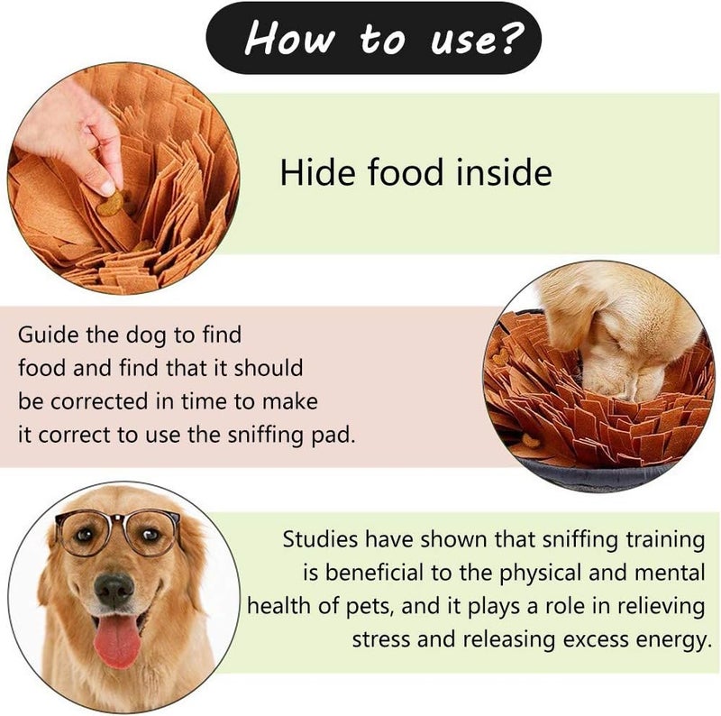 AWOOF Pet Snuffle Mat for Dogs, Interactive Feed Game for Boredom, Encourages Natural Foraging Skills for Cats Dogs Bowl Travel Use, Dog Treat Dispenser Indoor Outdoor Stress Relief (Brown) - Image 2