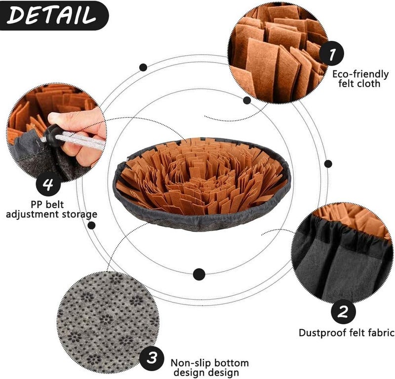 AWOOF Pet Snuffle Mat for Dogs, Interactive Feed Game for Boredom, Encourages Natural Foraging Skills for Cats Dogs Bowl Travel Use, Dog Treat Dispenser Indoor Outdoor Stress Relief (Brown) - Image 3