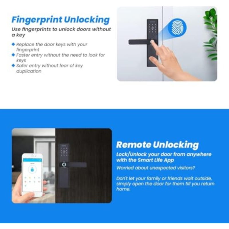 Smart Door Lock, Full Function 5-in-1 Smart Door Knob, Keyless Entry Door Lock with Bluetooth, Touchscreen Keypad Deadbolt with Reversible Handle, App Control, Key, Code, Biometric - Image 5