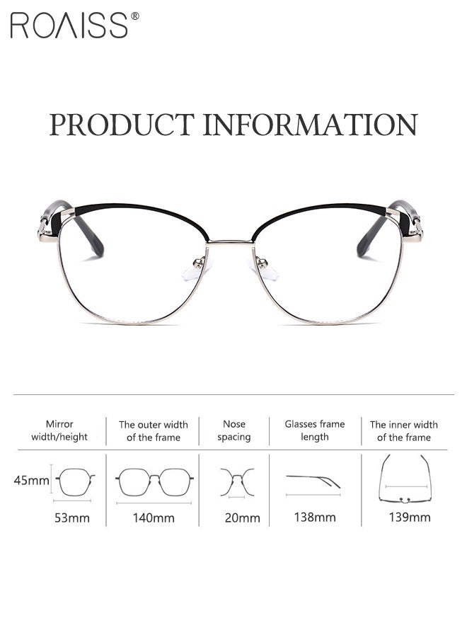 roaiss Women's Blue Light Blocking Sunglasses Anti UV and Glare Blue Light Filter Computer Glasses Cat Eye Color Changing Anti Eyestrain Headache Eyewear Black Silver  - Image 2