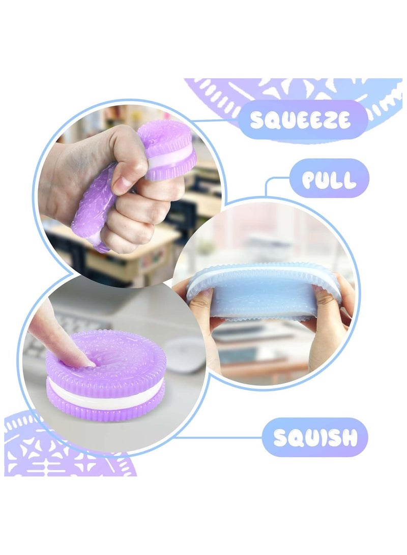 NNEWVANTE لعب ضغط بسكويت لزج للأشخاص البالغين، ألعاب حسية للأطفال المصابين بالتوحد، كرات ضغط للبالغين هدايا عيد ميلاد، هدايا حفلات للأطفال (عبوة 2 أزرق بنفسجي) - Image 3