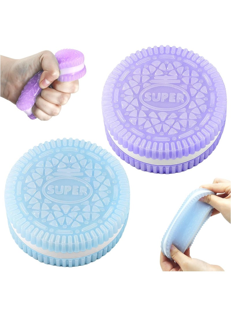 NNEWVANTE لعب ضغط بسكويت لزج للأشخاص البالغين، ألعاب حسية للأطفال المصابين بالتوحد، كرات ضغط للبالغين هدايا عيد ميلاد، هدايا حفلات للأطفال (عبوة 2 أزرق بنفسجي) - Image 1