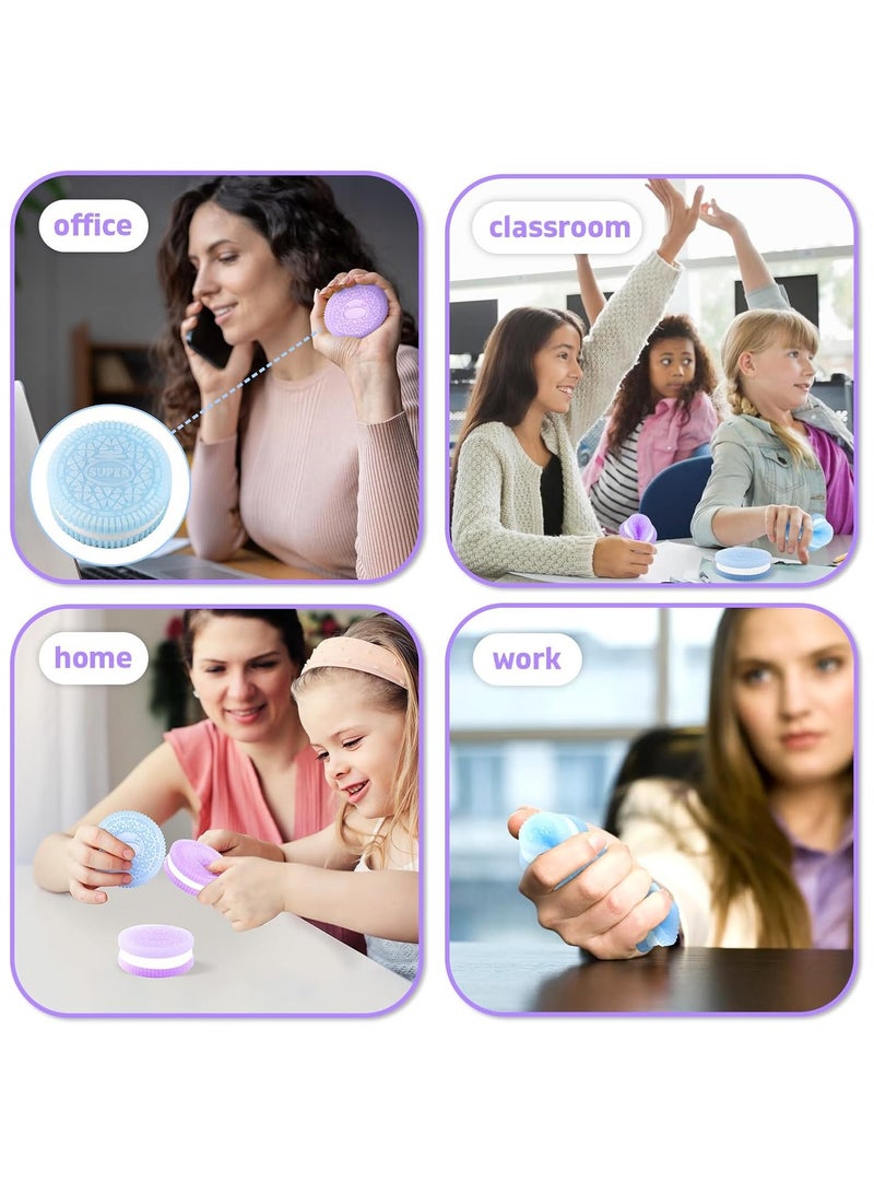 NNEWVANTE لعب ضغط بسكويت لزج للأشخاص البالغين، ألعاب حسية للأطفال المصابين بالتوحد، كرات ضغط للبالغين هدايا عيد ميلاد، هدايا حفلات للأطفال (عبوة 2 أزرق بنفسجي) - Image 4