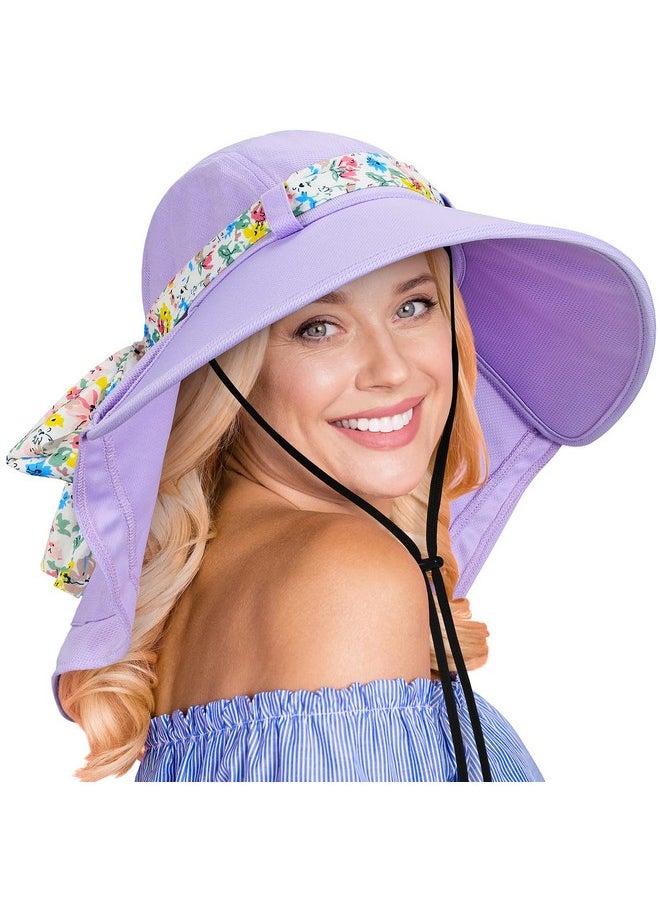 Wide Brim Flap Cap With Floral Ribbon For Women Perfect For Beach Gardening Hiking Fishing Safari Purple - pzsku/ZE22CDEE7C2A9342E09D0Z/45/_/1718301611/1d0e39cc-5907-4231-b638-a5f89a8a3032