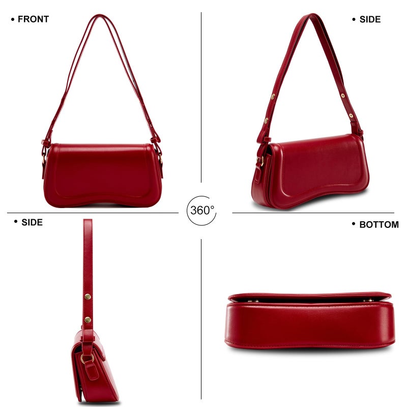 PU leather solid color irregular underarm crossbody bag shoulder bag - Image 4