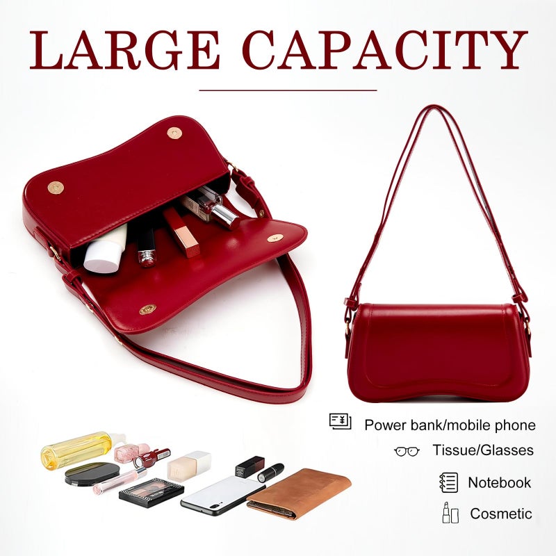 PU leather solid color irregular underarm crossbody bag shoulder bag - Image 5