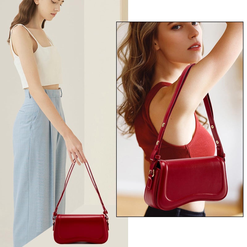 PU leather solid color irregular underarm crossbody bag shoulder bag - Image 2