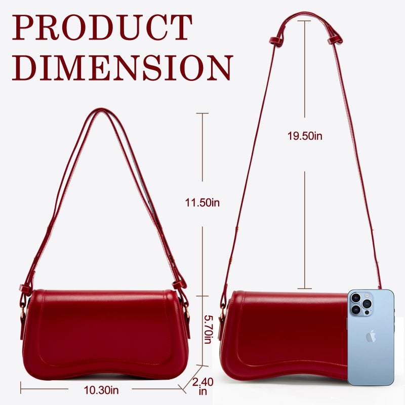 PU leather solid color irregular underarm crossbody bag shoulder bag - Image 3