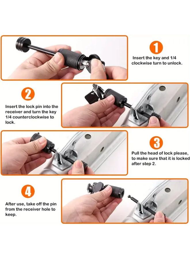 Black Iron Tongue Coupler Lock For Trailer Semi Trailer RV And Car Trailer 1 4 Inch Diameter 2 1 2 Inch Span 1 Pack - Image 5