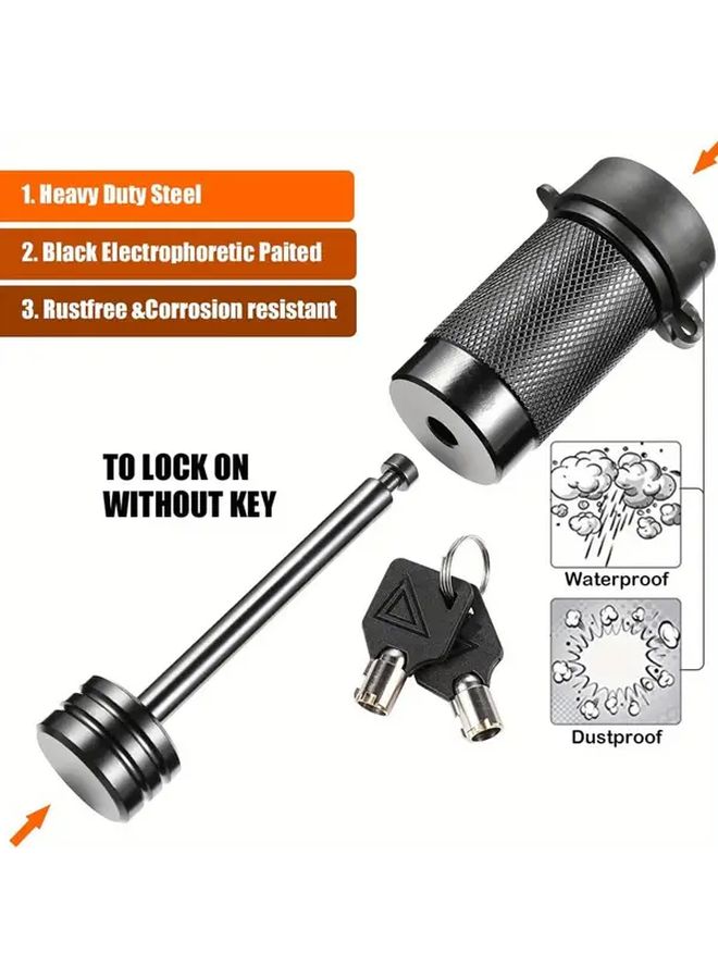 Black Iron Tongue Coupler Lock For Trailer Semi Trailer RV And Car Trailer 1 4 Inch Diameter 2 1 2 Inch Span 1 Pack - Image 4