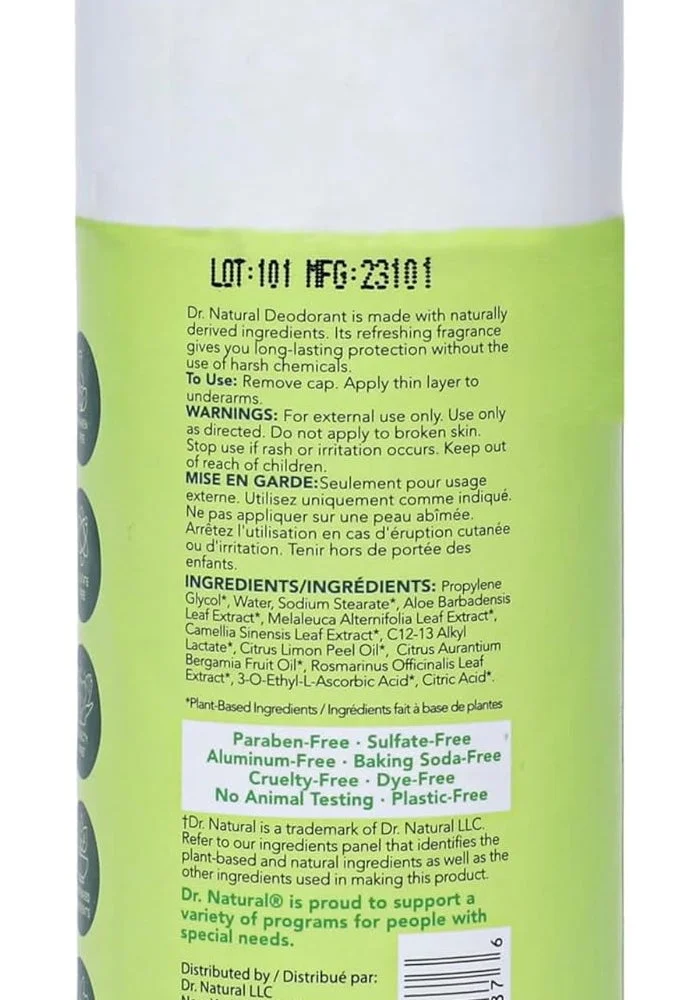 Dr. Natural  Dr. Natural Plant-Based Deodorant Stick, Bergamot, 3 oz - Aluminum-Free, Paraben-Free, 24-Hour Odor Protection  | Best Price UAE
