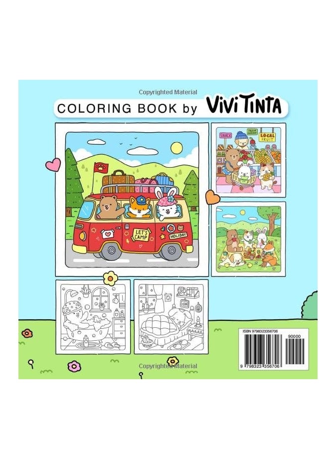 Generic Fuzzy Friends: Super Cute Coloring Book for Adults and Teens Featuring Adorable Animals Characters (Fuzzy Friends Coloring) 21CM X 21CM  - Image 2