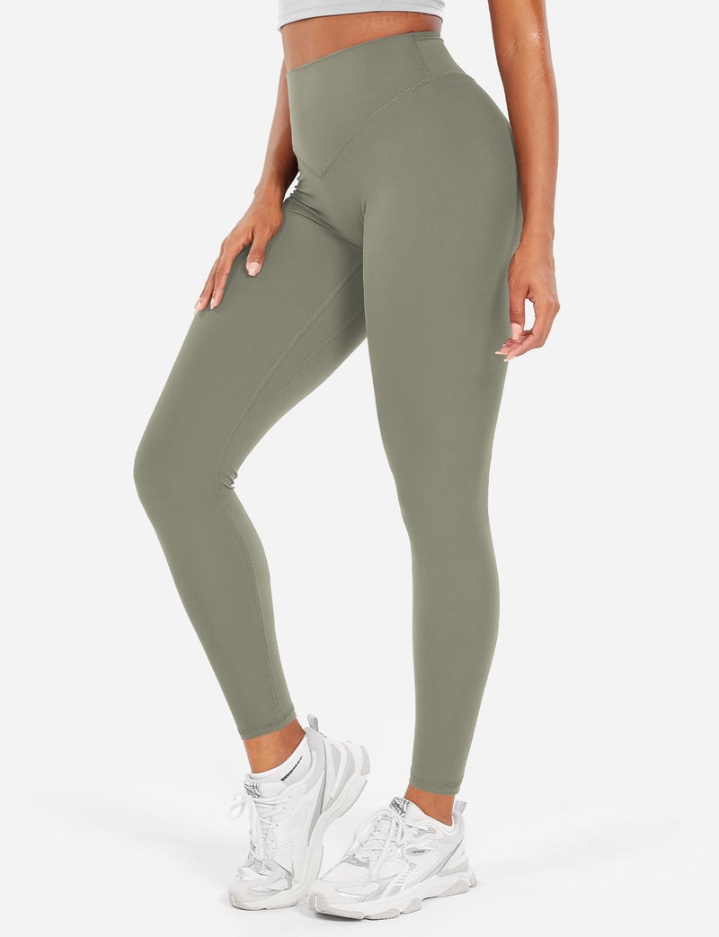 YEOREO Workout Leggings for Women Hidden Scrunch Tummy Control Leggings Agathia High Waisted Gym Yoga Pants Light Army Green S - Image 4
