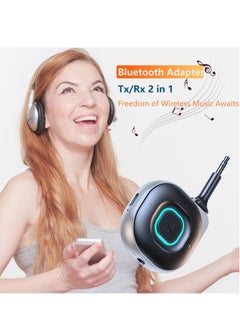 Excefore Bluetooth Adapter Car Aux Receiver, Stereo Audio Auxiliary Port Portable 2-in-1 Wireless Transmitter, for Headphones TV iPhone Speaker Motorcycle Projector  - Image 2