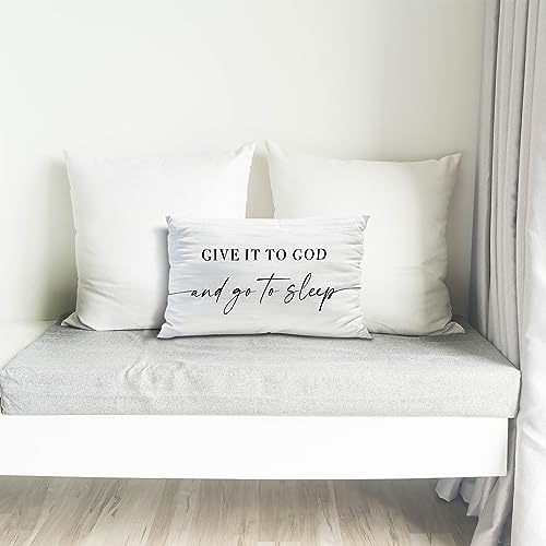 Knibeo Give It to God and Go to Sleep, Decorative Pillows Covers for Bed, Throw Pillows Cover for Bed,12x20 Pillow Cover,Decorative Bed Pillows for Bedroom Room(12x20, White) - Image 5