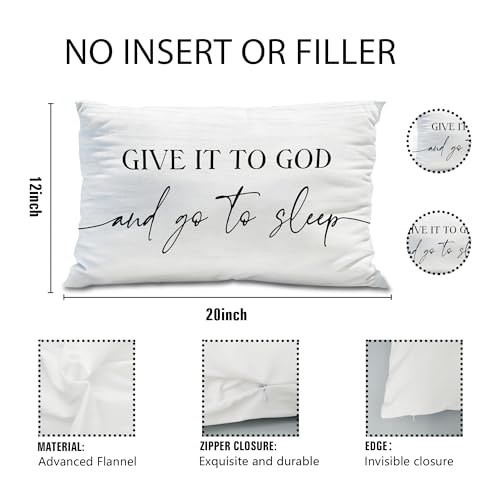 Knibeo Give It to God and Go to Sleep, Decorative Pillows Covers for Bed, Throw Pillows Cover for Bed,12x20 Pillow Cover,Decorative Bed Pillows for Bedroom Room(12x20, White) - Image 3