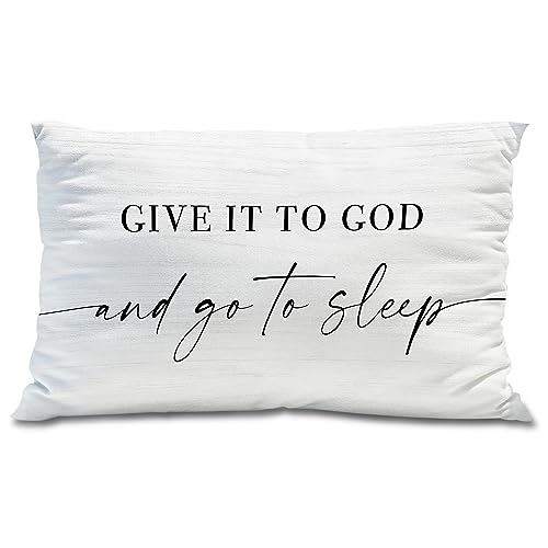 Knibeo Give It to God and Go to Sleep, Decorative Pillows Covers for Bed, Throw Pillows Cover for Bed,12x20 Pillow Cover,Decorative Bed Pillows for Bedroom Room(12x20, White) - Image 1