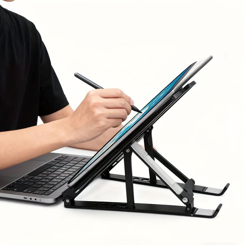 Portable Foldable Desktop Stand Upgraded Silicone Anti Slip Head Protection Universal For Mobile Phones Ipads And Tablets Stable Multi Angle Adjustable Office Work Studying Watching Movies - Image 3