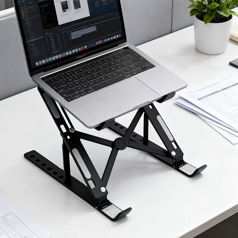 Portable Foldable Desktop Stand Upgraded Silicone Anti Slip Head Protection Universal For Mobile Phones Ipads And Tablets Stable Multi Angle Adjustable Office Work Studying Watching Movies - Image 5