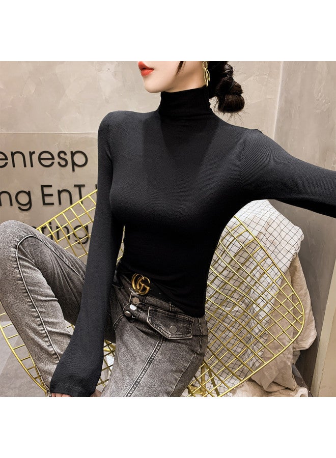 PLANDOO Ribbed High Neck Base Layer Shirt Women'S Autumn Winter Premium Stylish Inner Wear Can Be Worn As Outerwear Long Sleeve T-Shirt High Elasticity Versatile Top - Image 3