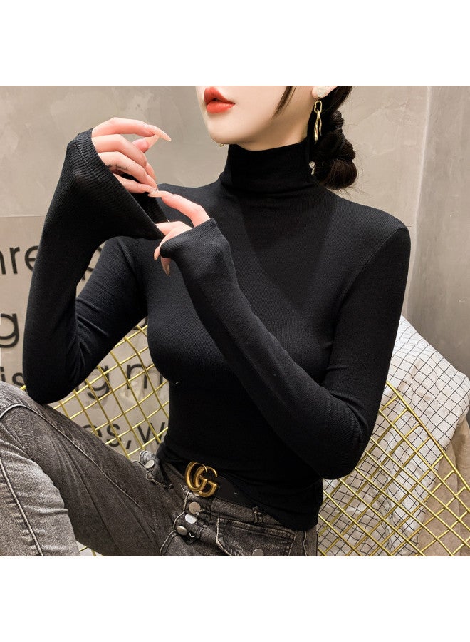 PLANDOO Ribbed High Neck Base Layer Shirt Women'S Autumn Winter Premium Stylish Inner Wear Can Be Worn As Outerwear Long Sleeve T-Shirt High Elasticity Versatile Top - Image 5