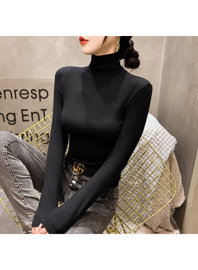 PLANDOO Ribbed High Neck Base Layer Shirt Women'S Autumn Winter Premium Stylish Inner Wear Can Be Worn As Outerwear Long Sleeve T-Shirt High Elasticity Versatile Top - Image 4