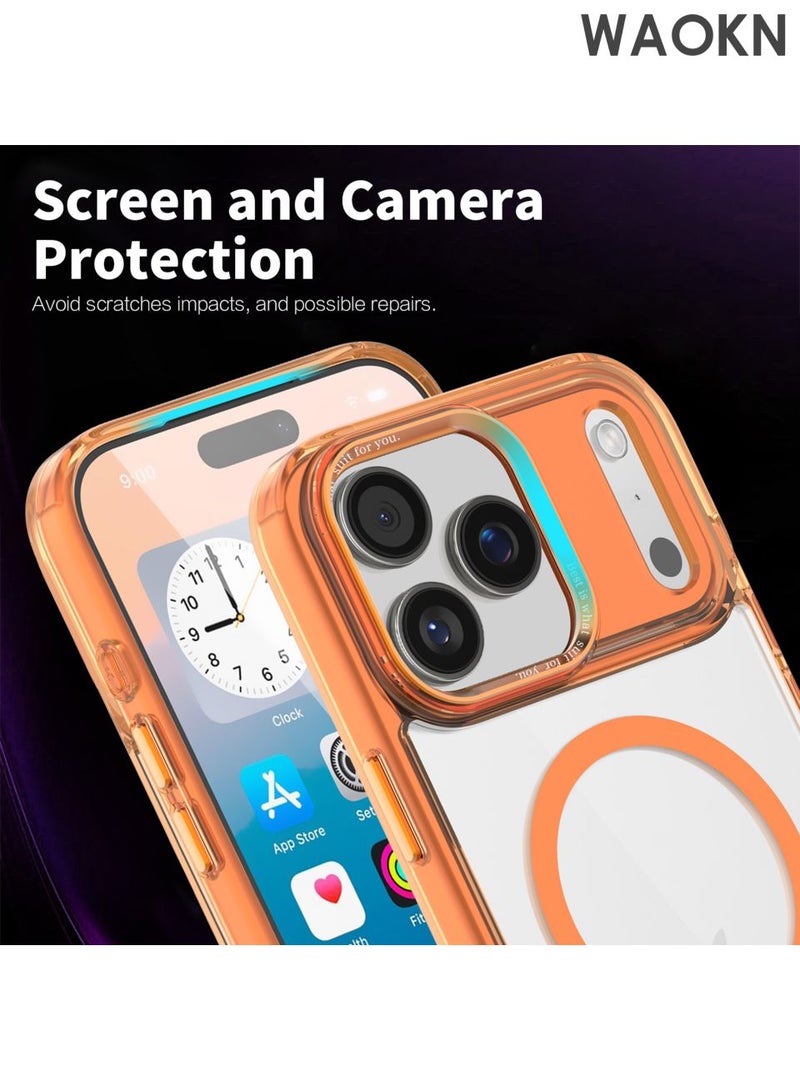 دبليو أيه أو كي أن جراب iPhone 17 Pro Max Magsafe مع مغناطيس قوي ومحسن لتأخير زر الغالق المصفر جراب 17 Pro Max مقاوم للتآكل جراب iPhone 17 Pro Max متوافق مع ملحق Magsafe، شاشة شفافة عالية الدقة للون الحقيقي للهاتف، مضاد للسقوط ومقاوم للتآكل، فتح دقيق للأزرار، جميل وعملي، يوفر حماية شاملة للهاتف - Image 4