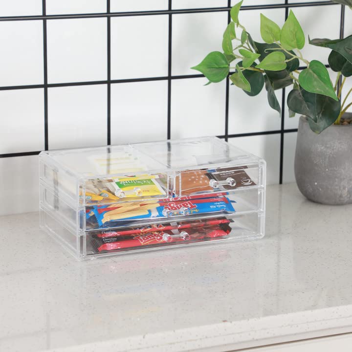 Cq acrylic Cq acrylic Bathroom Organizer With 4 Drawers Stackable Containers for Organizing With Drawer for Vanity Counter and Desk Plastic Clear Storage Drawer for Cabinet Makeup Craft Pen Beauty Supplies 1Pcs  - Image 4
