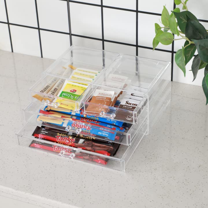 Cq acrylic Cq acrylic Bathroom Organizer With 4 Drawers Stackable Containers for Organizing With Drawer for Vanity Counter and Desk Plastic Clear Storage Drawer for Cabinet Makeup Craft Pen Beauty Supplies 1Pcs  - Image 5