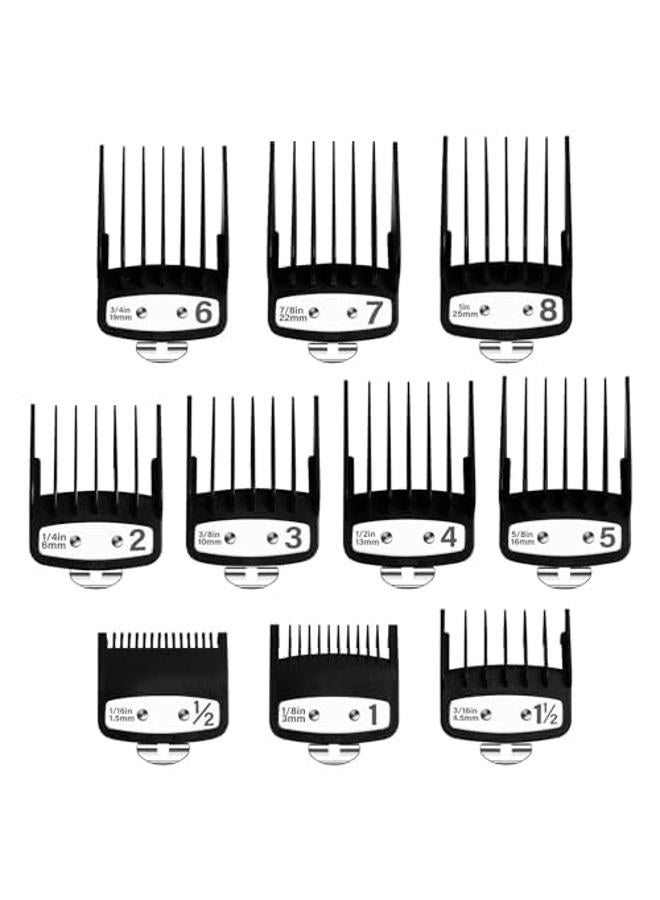 CR8GR8 أدلة حلاقة الشعر الاحترافية 10 قطع أدلة قطع مشفرة 3170-400 من 1/8" إلى 1 تناسب جميع ماكينات حلاقة واه (أسود - 10 قطع) - Image 1