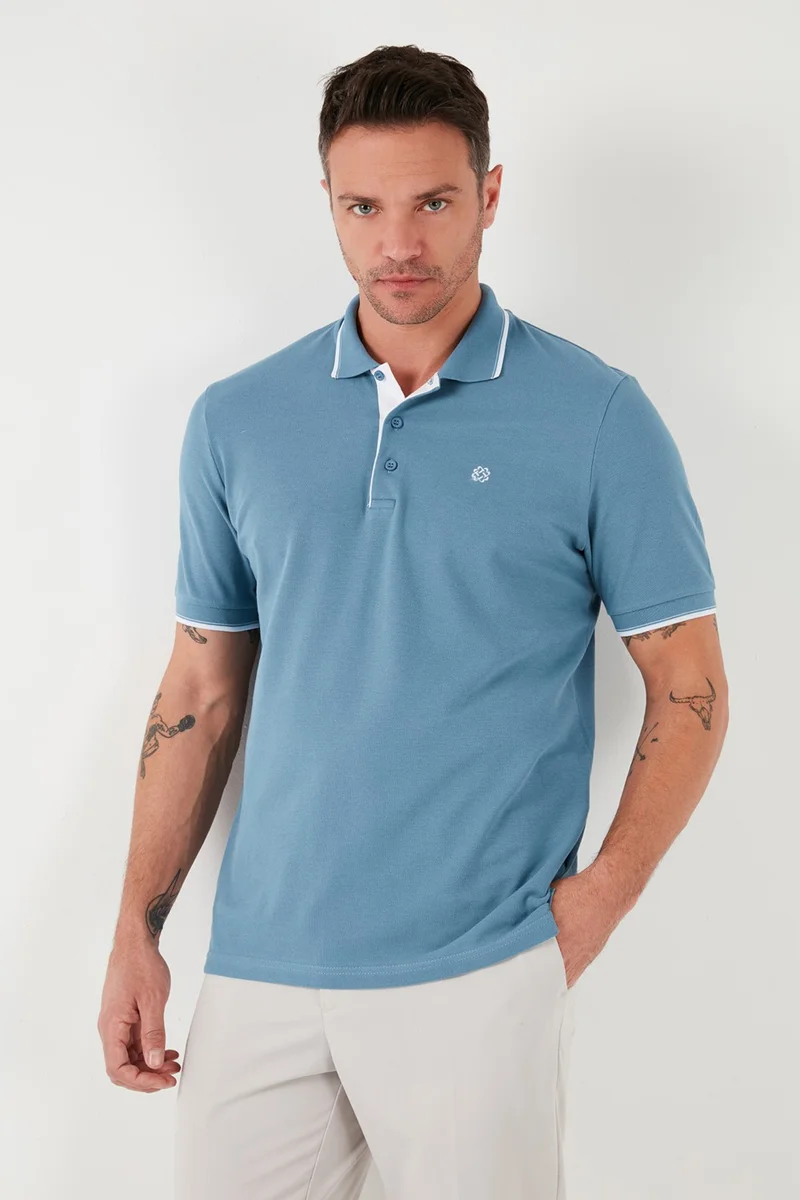 Buratti Cotton Slim Fit Stripe Detailed Buttoned Polo Collar 4-Pack T Shirt Men's T Shirt 5902118S4