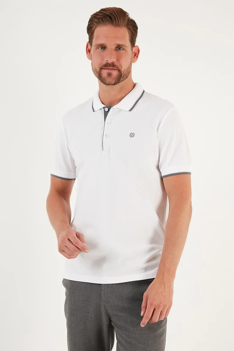 Buratti Cotton Slim Fit Stripe Detailed Buttoned Polo Collar 4-Pack T Shirt Men's T Shirt 5902118S4