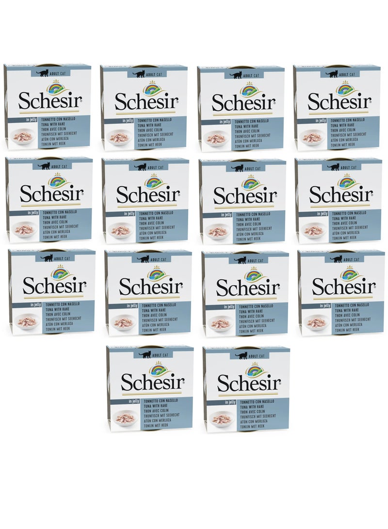 Schesir 14pcs Cat Can Jelly Tuna With Cod 14x85g - Image 1