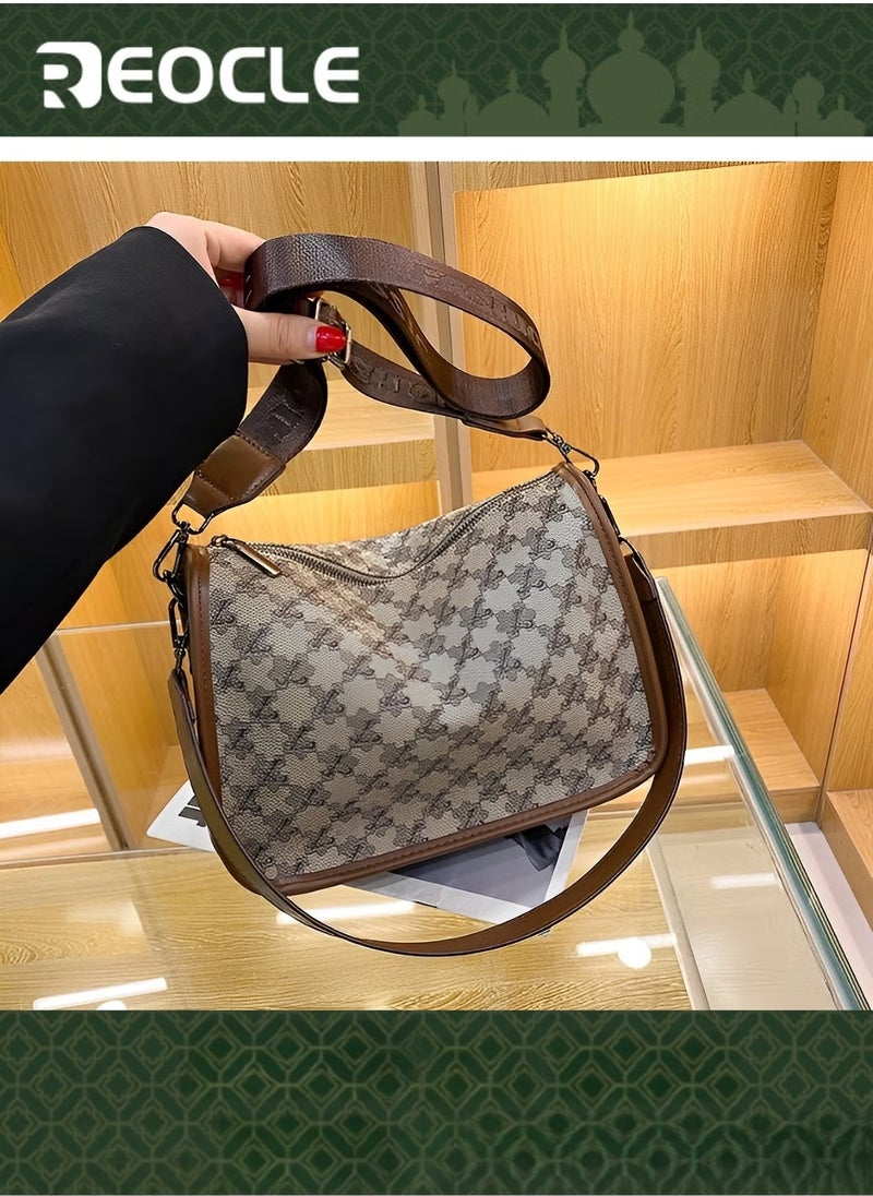 REOCLE Women's Crossbody Bags Leather Shoulder Bag Trendy Fashion Handbags with Adjustable Wide Strap Waterproof Purses for Ladies  - Image 1
