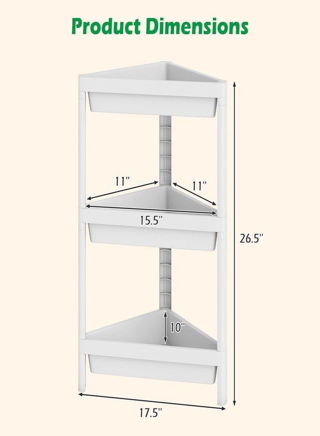 Giantex 3-Tier Corner Shelf, 2-Pack Shower Caddy, Bathroom Standing Shelf with Drainage Holes, Freestanding Storage Organizer for Small Spaces, Kitchen, Bedroom, Living Room (White) - Image 3