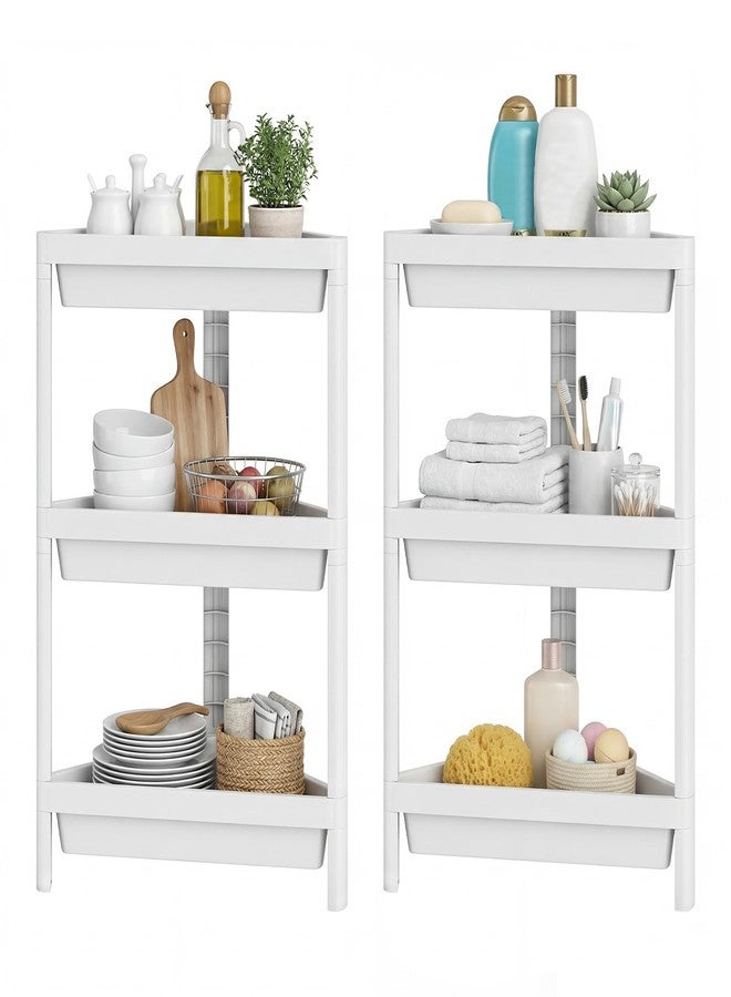 Giantex 3-Tier Corner Shelf, 2-Pack Shower Caddy, Bathroom Standing Shelf with Drainage Holes, Freestanding Storage Organizer for Small Spaces, Kitchen, Bedroom, Living Room (White) - Image 1
