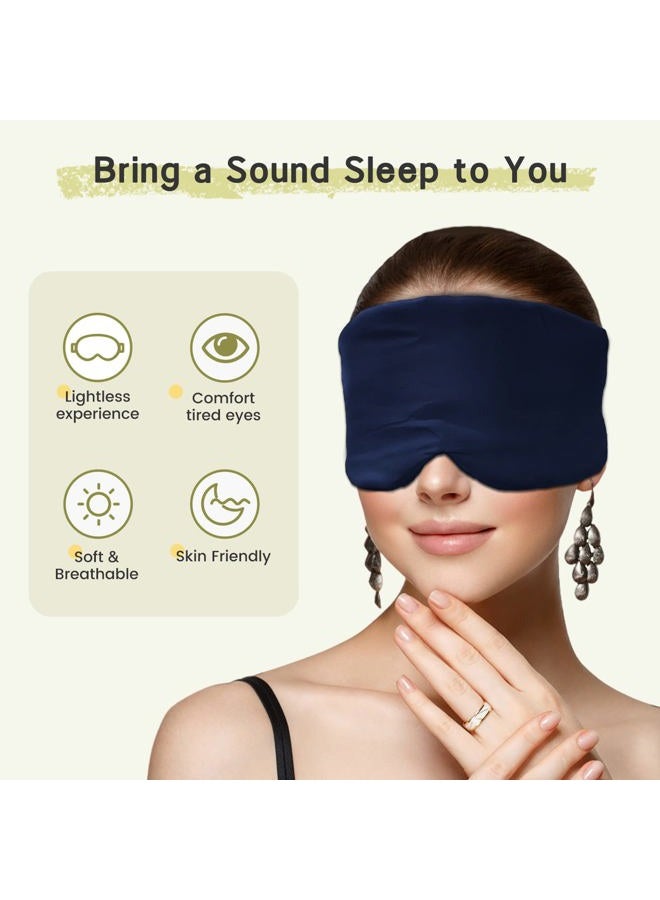 iCooBreeze 100%Handmade Bamboo Sleeping Eye Mask for Women for Men,Night Masks,Organic Sleep Mask,Blockout Eye Mask for Sleeping,Large Size Adjustable (Navy Blue) - Image 3