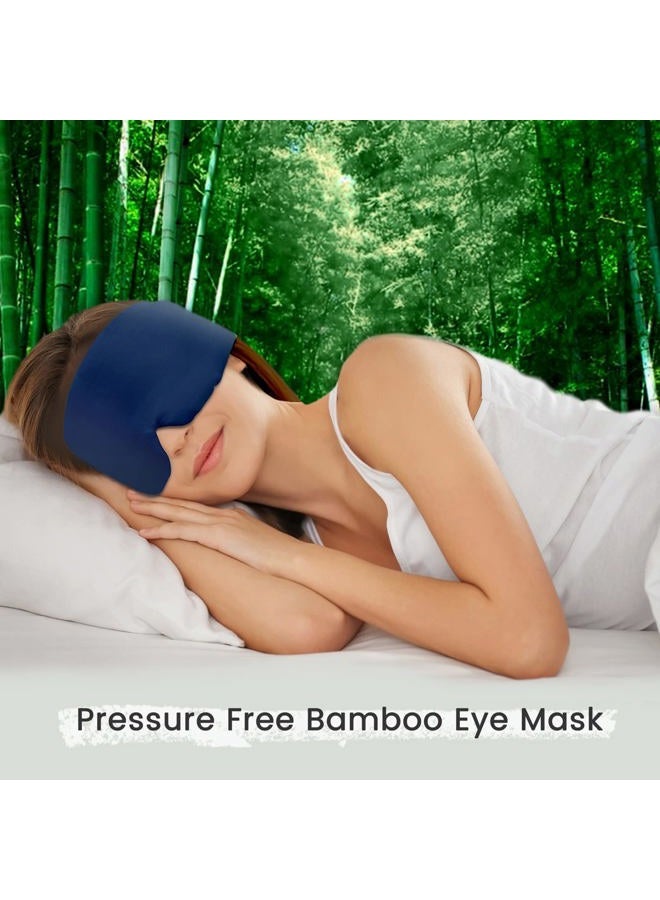 iCooBreeze 100%Handmade Bamboo Sleeping Eye Mask for Women for Men,Night Masks,Organic Sleep Mask,Blockout Eye Mask for Sleeping,Large Size Adjustable (Navy Blue) - Image 2