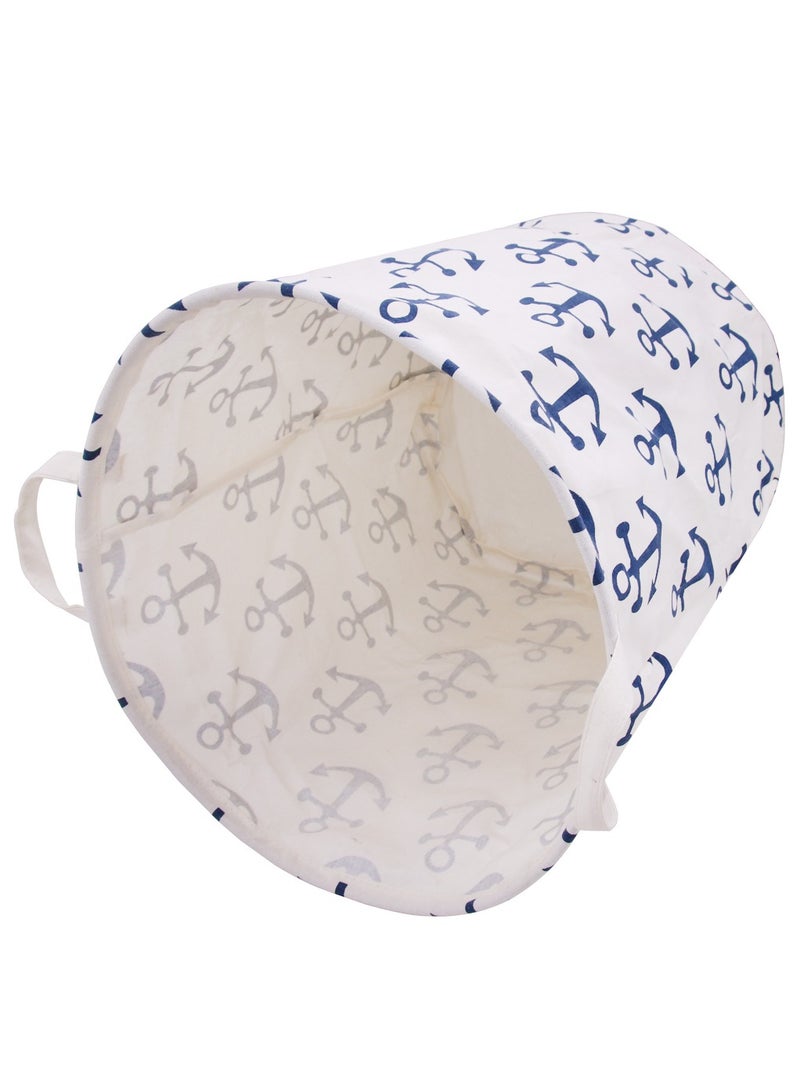 جيكون لطيف مرساة نمط كبير سلة الغسيل قماش النسيج مقاوم للماء أسطواني سلة الغسيل سلة التخزين مع مقابض ، الزخرفية ومريحة للأطفال غرفة نوم - Image 2