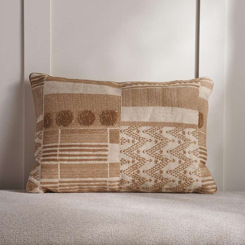 Pan Home Durban Embroidered Down Alternative Filled Cushion 35x50 cm - Rust